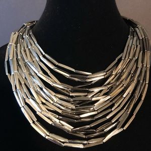 Two tone beaded metal necklace